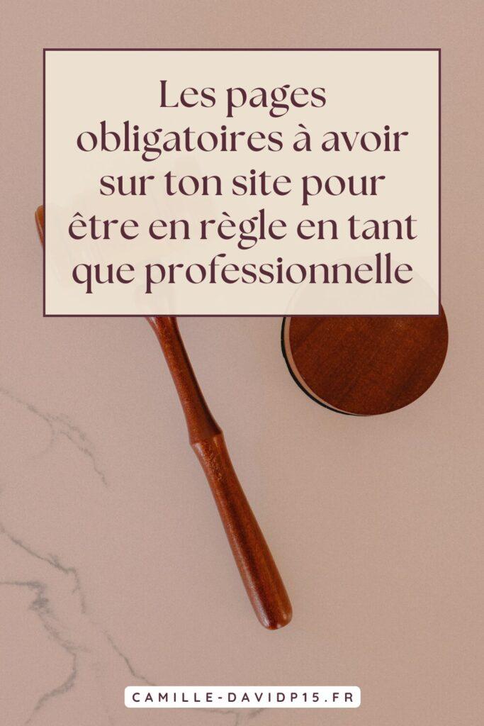 Les pages obligatoires à avoir sur ton site pour être en règle en tant que professionnelle - Camille-Davidp15.fr